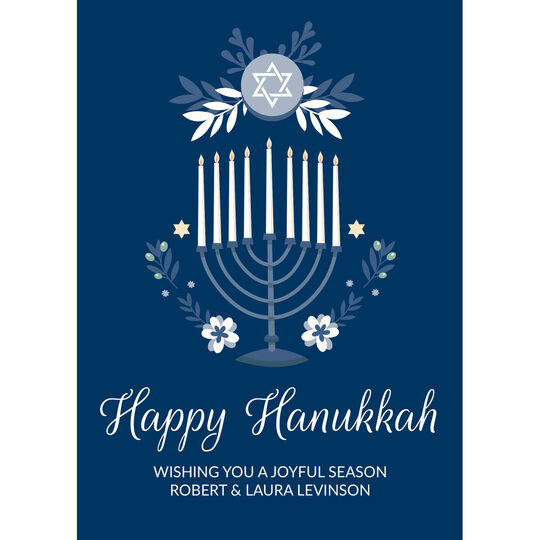 Script Happy Hanukkah Flat Hanukkah Cards